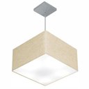 Ver imagem 1 de Lustre Pendente Quadrado Md-4020 Cúpula em Tecido 21/35x35cm Rustico Bege - Bivolt