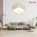 Ver imagem 3 de Lustre Pendente Quadrado Md-4020 Cúpula em Tecido 21/35x35cm Rustico Bege - Bivolt