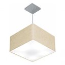 Ver imagem 4 de Lustre Pendente Quadrado Md-4020 Cúpula em Tecido 21/35x35cm Rustico Bege - Bivolt