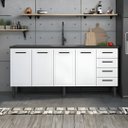 Ver imagem 1 de Gabinete de Cozinha 194cm Armário 100% Aço 4 Porta 4 Gavetas:branco