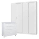 Ver imagem 1 de Guarda Roupa 4 Portas e Cômoda Gaveteiro Tutto New Branco Acetinado - Matic