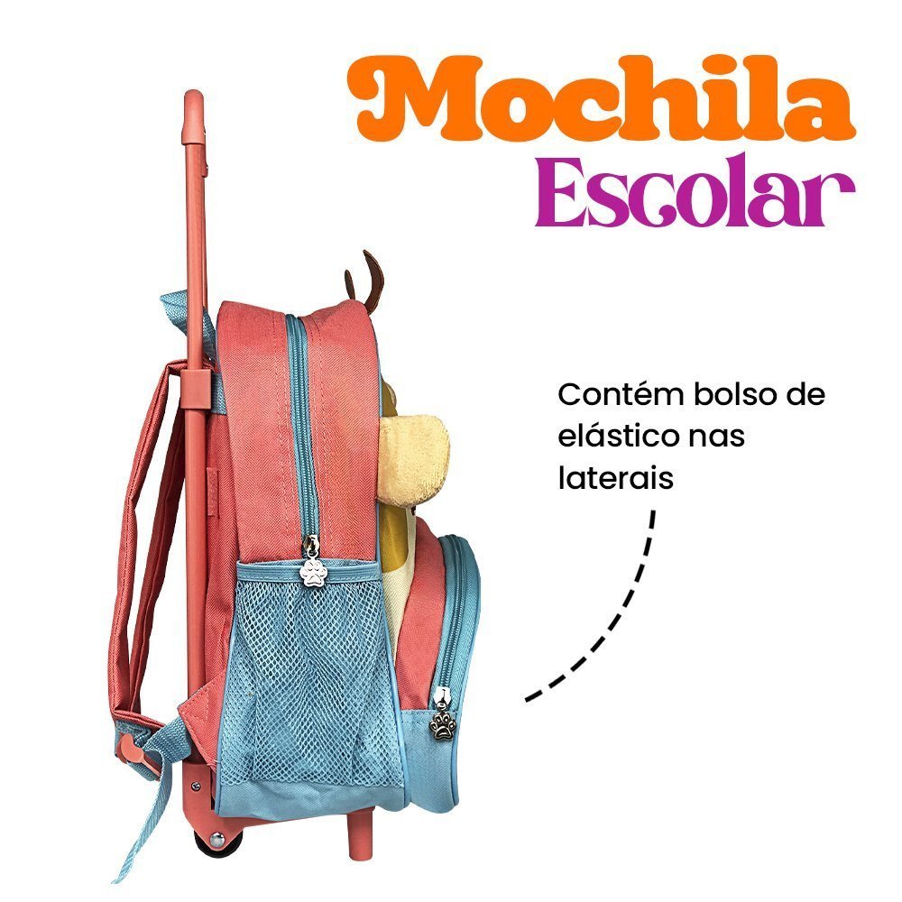 Mochila de Rodinha Infantil Escolar Girafa - 4