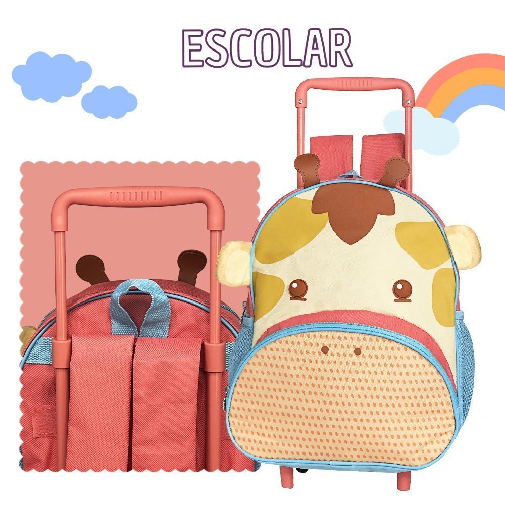 Mochila de Rodinha Infantil Escolar Girafa - 3