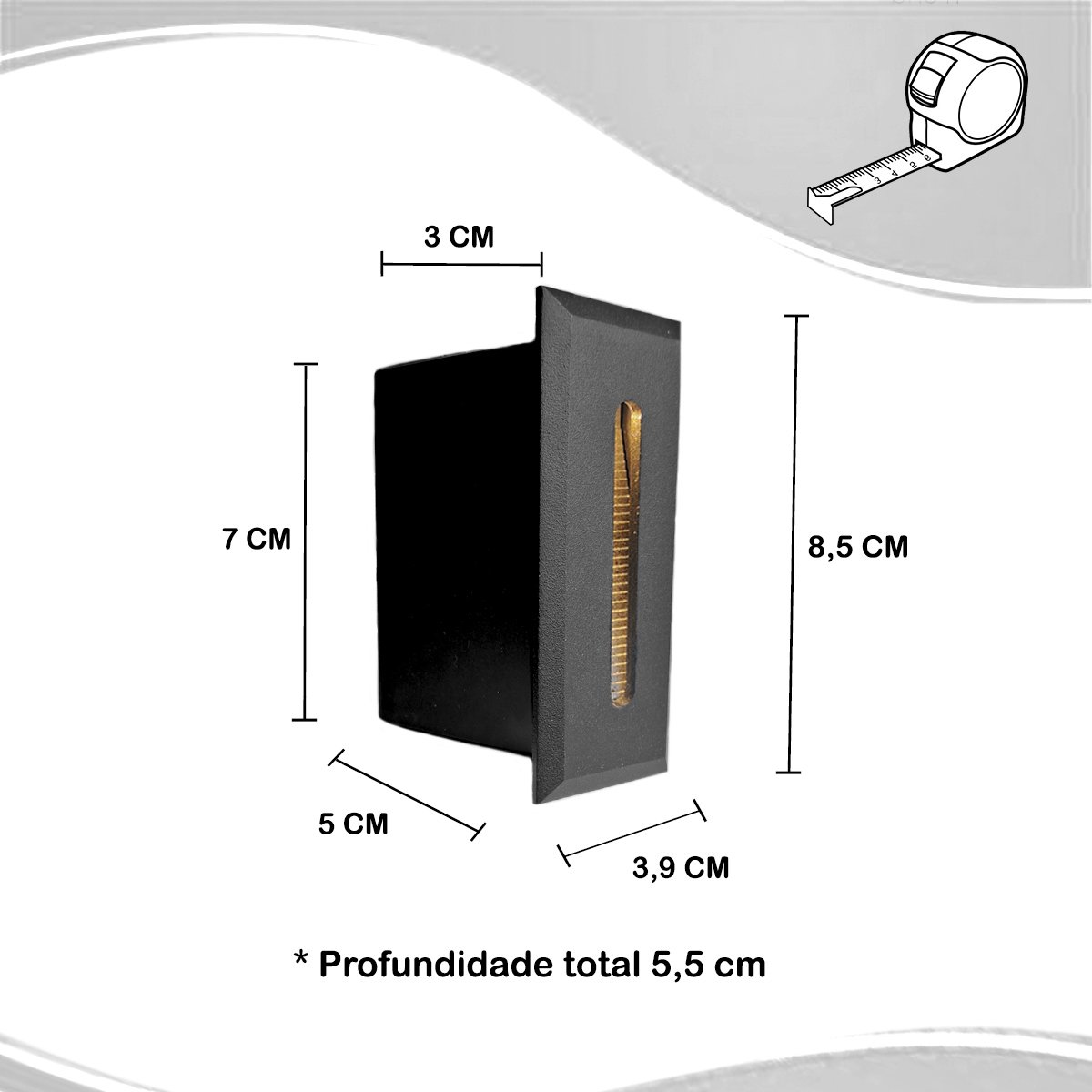 5 Balizador Parede para Escada Risk Embutido Led 3000k Bet49 - 6