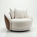 Ver imagem 1 de Poltrona Giratória Veneza 122cm Tecido Bouclé Premium e Corino Design Curvo Moderno Sala Estar Quart