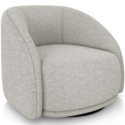 Poltrona Decorativa Giratória Angelina M03 Linho Bege - Lyam Decor - 1