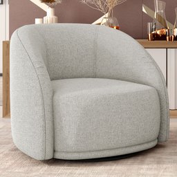 Poltrona Decorativa Giratória Angelina M03 Linho Bege - Lyam Decor - 2