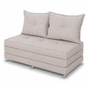 Ver imagem 3 de Puff Cama Dobravel Casal 130cm com Rodizios e Almofadas Cor: Linho Champanhe