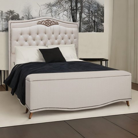 Conjunto Cabeceira/calçadeira Holanda 1,60 Cm Linho Capuccino - Star Confort Conjunto Holanda Calçad