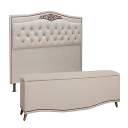 Conjunto Cabeceira/Calçadeira Holanda 1,60 cm Linho Capuccino - Star Confort conjunto holanda calçad - 1
