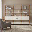 Ver imagem 1 de Kit com 3 Estantes Multiuso 2,15m Prateleiras Porta Gavetas 100% MDF Móvel na Caixa