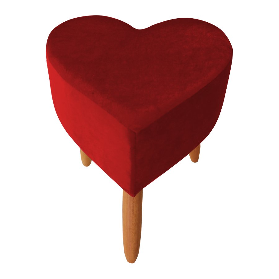 Puff Decorativo Coração para Sala de Estar Recepção Quarto Salão Vermelho Dimazza Móveis