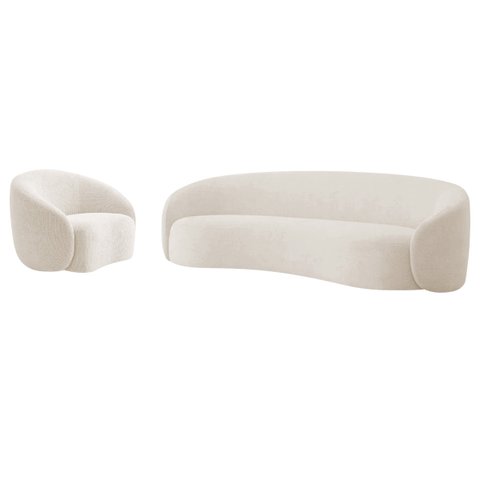 Kit Sofá 3 Lugares 200cm e Poltrona Orgânica Luxo Recepção Amore Linho - Adj Decor