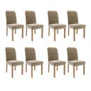 Ver imagem 1 de Kit 8 Cadeiras para Sala de Jantar Estofadas Paola Bege/Madeira/Joli