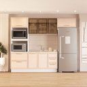 Ver imagem 1 de Cozinha Compacta Amara 8 Portas 4 Gavetas com Vidro 40250780 Creme/branco - Politorno