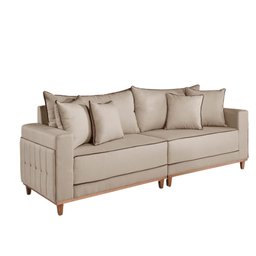 Sofá 3 Lugares Living Montes Claros Linho Bege 216cm - 1