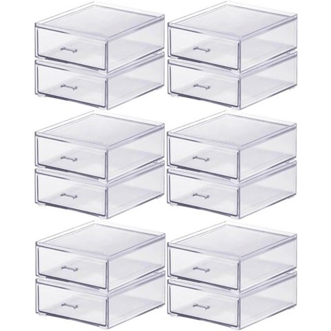 6 Gaveteiros Organizadores 2 Gavetas Acrílico Porta Maquiagens Óculos de Sol Canetas Cinquetti
