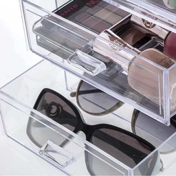 6 Gaveteiros Organizadores 2 Gavetas Acrílico Porta Maquiagens Óculos de Sol Canetas Cinquetti - 2