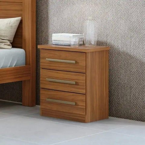 Mesa de Cabeceira Baião 3 Gavetas - Rovere Naturale