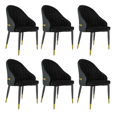 Kit 6 Cadeiras de Jantar Estofada Design La Martina - Preto