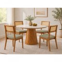 Ver imagem 1 de Sala de Jantar Toscana 4 Lugares Tampo em Vidro Linho Verde Oliva 110cm Imperial Móveis