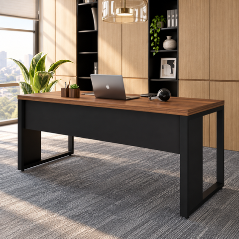 Mesa Escrivaninha para Escritório 170x70cm SAT1771 Nogal/Preto - Gebb Work