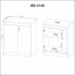 Armário para Escritório 2 Portas com Chave Tecnomobili Amêndoa/preto - Me4149 - 6