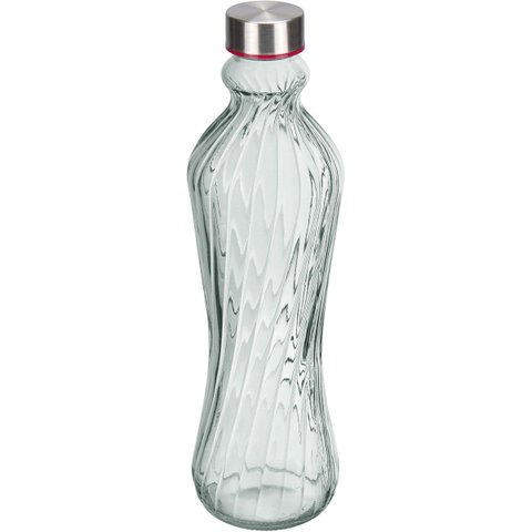 Garrafa de Vidro 950ml Transparente 31x9x9cm Água Suco Geladeira Bebidas Tampa