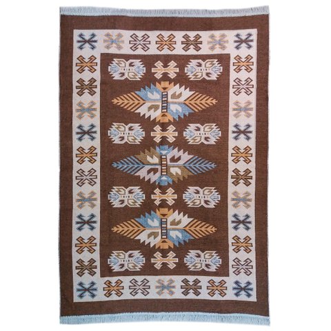 Tapete Sala Kilin Gashgai 240x300 Dupla Face Tribal 1 Marrom
