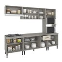 Ver imagem 2 de Cozinha Modulada com Balcão Tampo Max 262cm Armário Nicho Forno/micro Mdp Cinza Champanhe - Clicklar