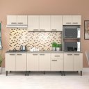 Ver imagem 1 de Cozinha Modulada com Balcão Tampo Max 262cm Armário Nicho Forno/micro Mdp Cinza Champanhe - Clicklar