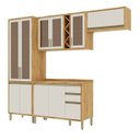 Ver imagem 3 de Armário de Cozinha Compacta Modulada 4 Peças 10 Portas com Vidro e Tampo 100% MDF Barbados Espresso Móveis Bege/Amêndoa/Off White