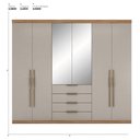 Ver imagem 2 de Guarda Roupa Casal 6 Portas com Espelho e 4 Gavetas Jersey - Amêndola Touch/nude Prime Tx
