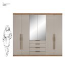 Ver imagem 4 de Guarda Roupa Casal 6 Portas com Espelho e 4 Gavetas Jersey - Amêndola Touch/nude Prime Tx