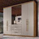 Ver imagem 1 de Guarda Roupa Casal 6 Portas com Espelho e 4 Gavetas Jersey - Amêndola Touch/nude Prime Tx