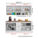 Ver imagem 3 de Cozinha Armario 6 Peças Balcao com Tampo 200 cm Unna Branco Poliman