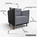 Ver imagem 3 de Kit 2 Poltronas Decorativa para Sala Recepção Consultório Aviv Luxo Corino e Linho