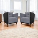 Ver imagem 2 de Kit 2 Poltronas Decorativa para Sala Recepção Consultório Aviv Luxo Corino e Linho