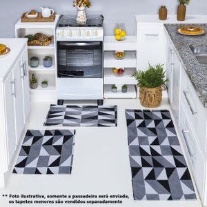 Tapete Passadeira Avulsa Jacquard Antiderrapante Cozinha Corredor Quarto Sala Geométrico:losango Pre