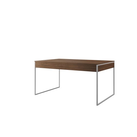 Mesa Industrial Filadélfia 120x75 Ferro Branco Tampo Amêndoa