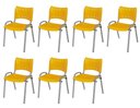 Ver imagem 2 de Cadeira Iso Base Cinza Escola, Escritório Amarelo Kit 7 Un
