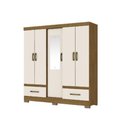 Ver imagem 2 de Guarda-Roupa Casal com Espelho B60 5 Portas e 2 Gavetas Briz Nature/Off White - Henn