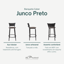 Ver imagem 3 de Kit 3 Banquetas para Balcão Cozinha Gourmet Junco Preto Bancada Ilha Banco 60cm Itagold
