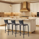 Ver imagem 6 de Kit 3 Banquetas para Balcão Cozinha Gourmet Junco Preto Bancada Ilha Banco 60cm Itagold