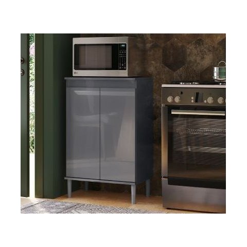 Balcão Microondas Armário para Cozinha 2 Portas Ej:cinza