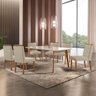 Conjunto Sala de Jantar Mesa Paris Madeira Maciça 160x90cm Tampo Retângular Vidro Off White com 6 Ca - 1
