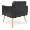Ver imagem 5 de Kit 2 Poltronas Elisa Corano Preto Pés Palito Natural - D’Rossi