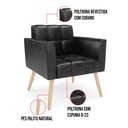 Ver imagem 7 de Kit 2 Poltronas Elisa Corano Preto Pés Palito Natural - D’Rossi