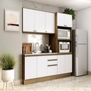 Ver imagem 1 de Cozinha Compacta Celeste Kappesberg 100% Mdf Nogueira/branco 190cm