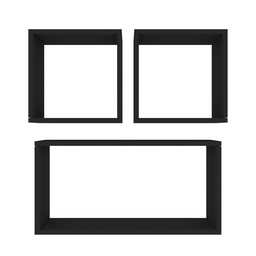 Kit com 3 Nichos Decoração para Quarto Preto Retangular - 3